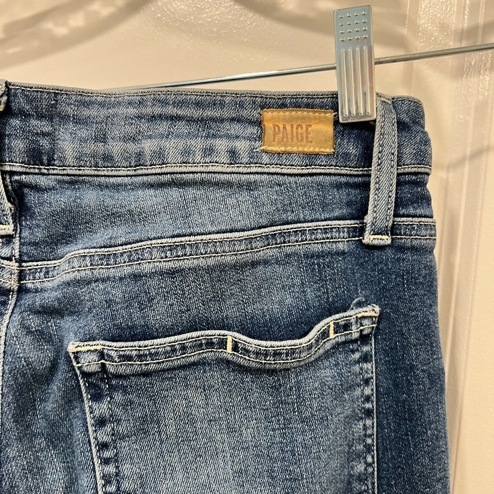 PAIGE Hoxton Straight Ankle Norfolk Jeans Frayed Hem Cropped Denim Size 30 - Picture 10 of 12